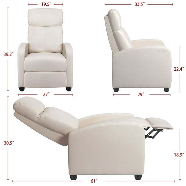 Faux Leather Push Back Theater Recliner Chair with Footrest
