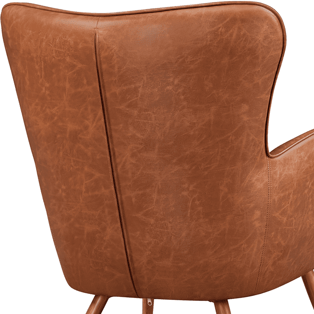 Leather Armchair, Deluxe and Modern Accent Chair Living Room Chair Single Sofa Chair Cozy with High Back and Pocket Coil Seat for Bedroom Home Office, Brown,